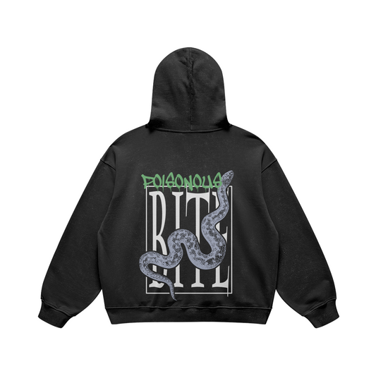 440G Oversized Hoodie | "Poisonous Bite" (Faded Black)